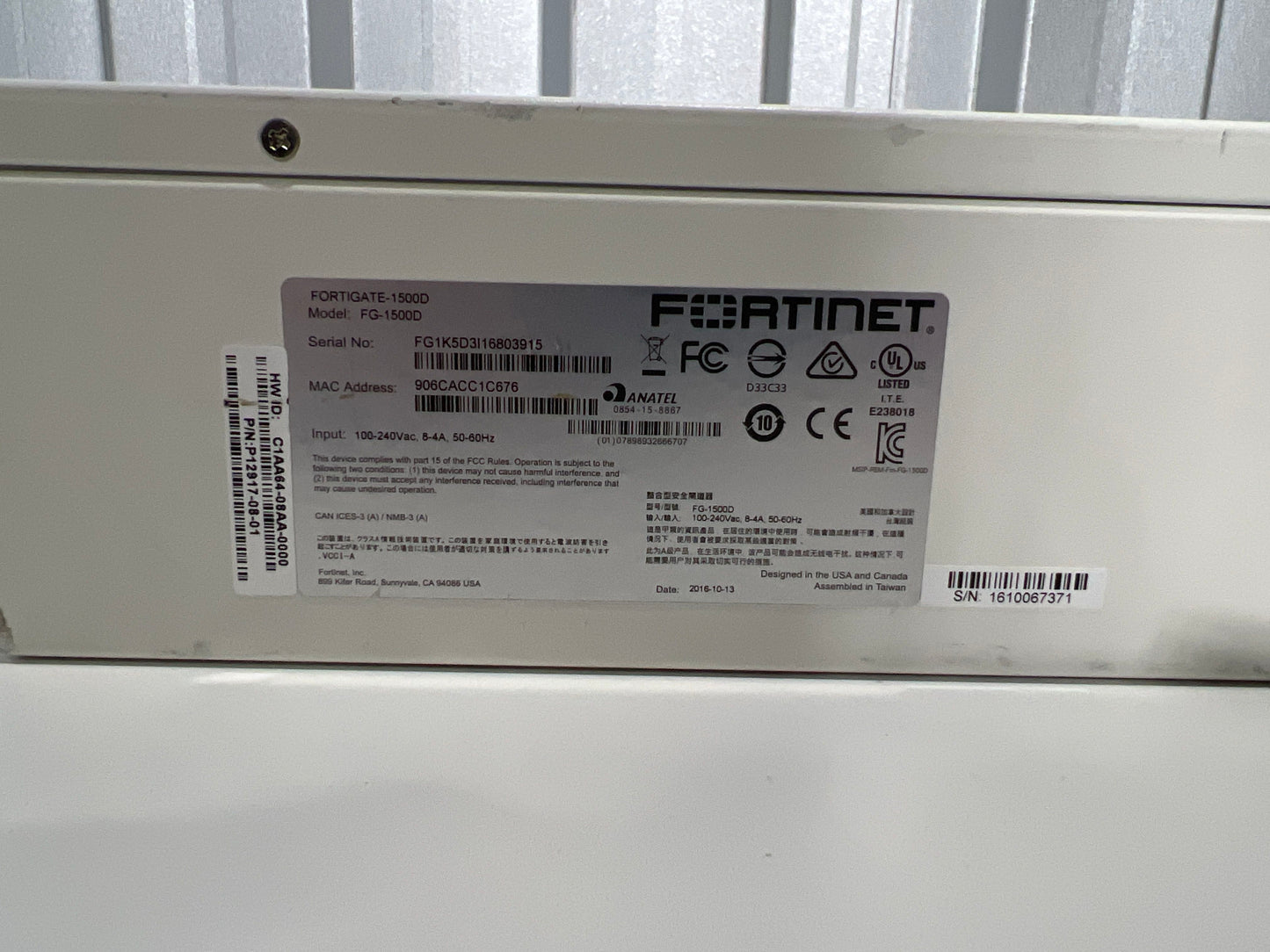 Firewall Fortinet Fortigate 1500D