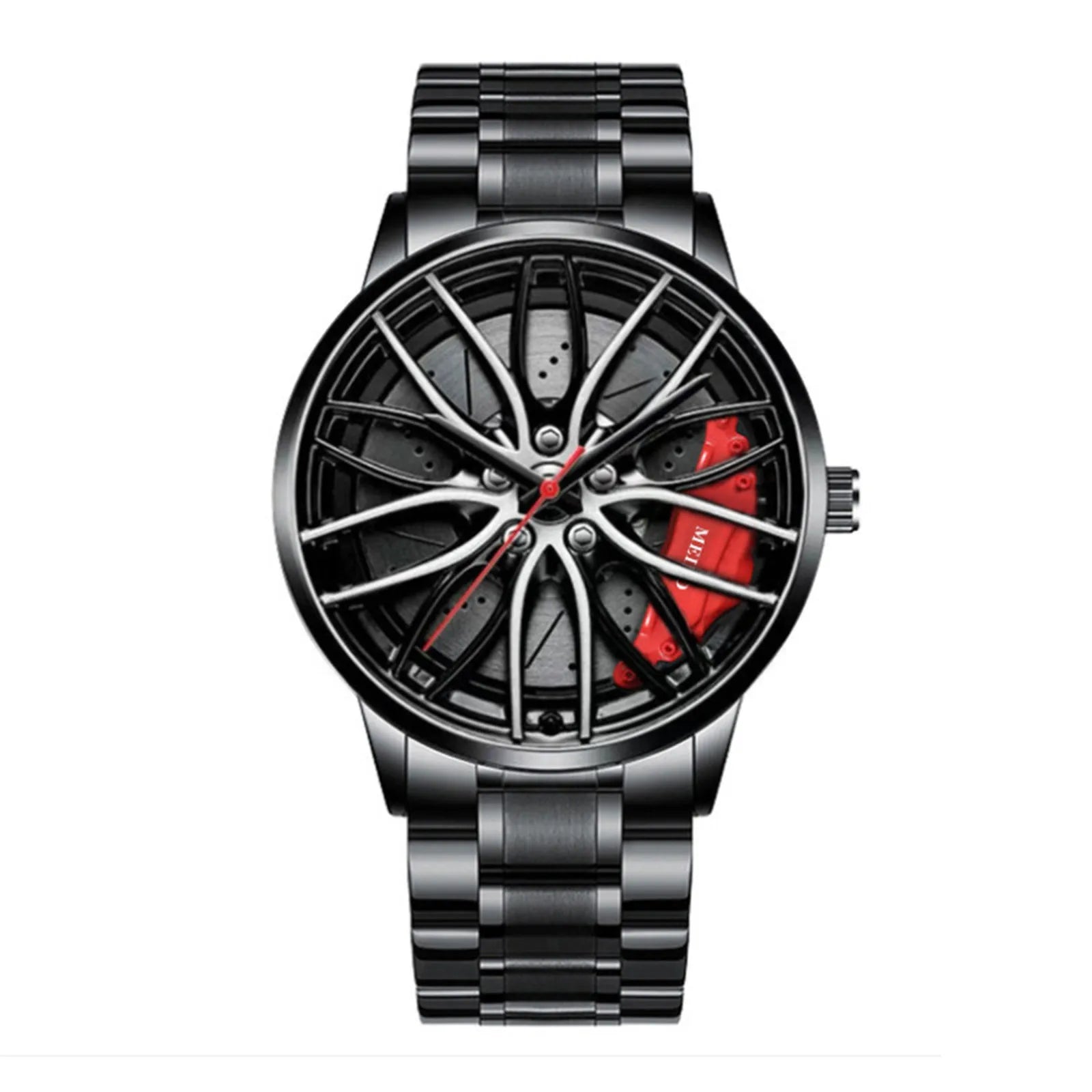 Reloj con Diseño de Llanta de Coche Deportivo  De Acero Inoxidable