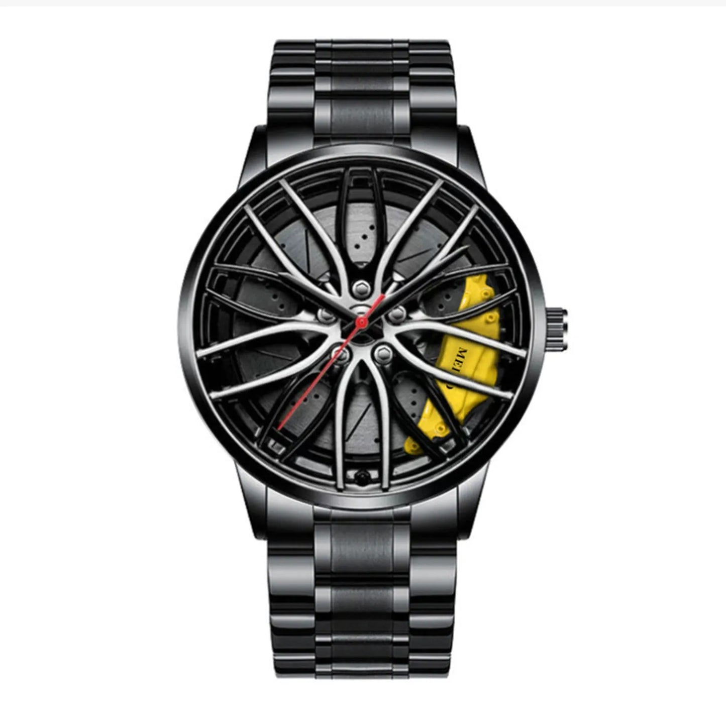 Reloj con Diseño de Llanta de Coche Deportivo  De Acero Inoxidable