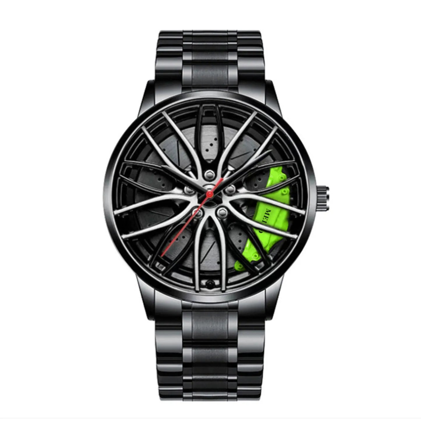 Reloj con Diseño de Llanta de Coche Deportivo  De Acero Inoxidable