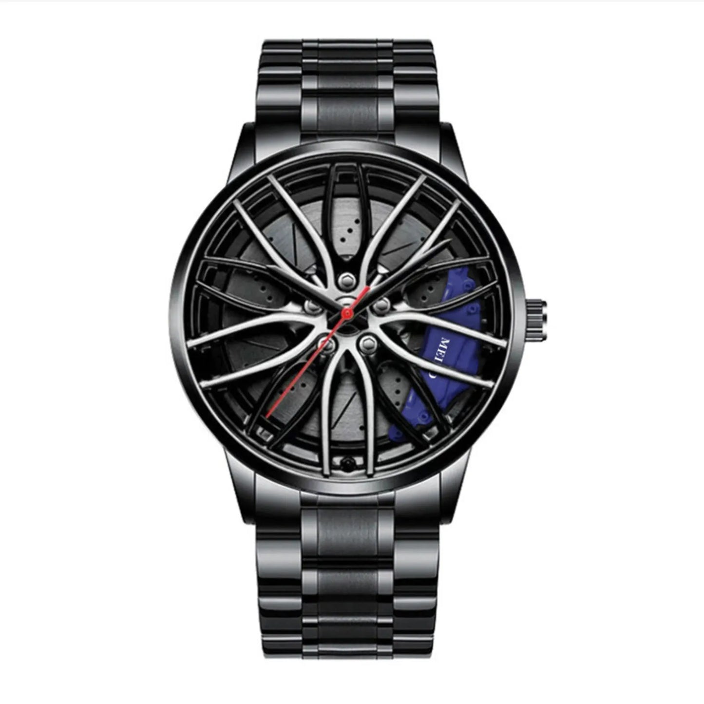 Reloj con Diseño de Llanta de Coche Deportivo  De Acero Inoxidable